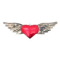 Classic Red Tin Heart with Wings Ornament