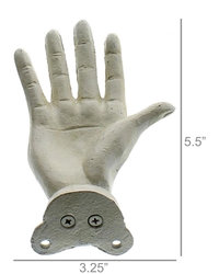 Wall Mounted Cast Iron Open Hand - Right - Antique White