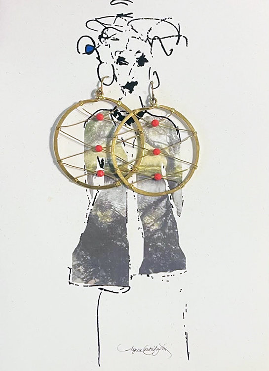 Sacred Circle earrings & art