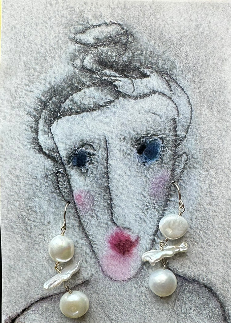 Pearl Moonlight Totem Earrings ♥ AC Art