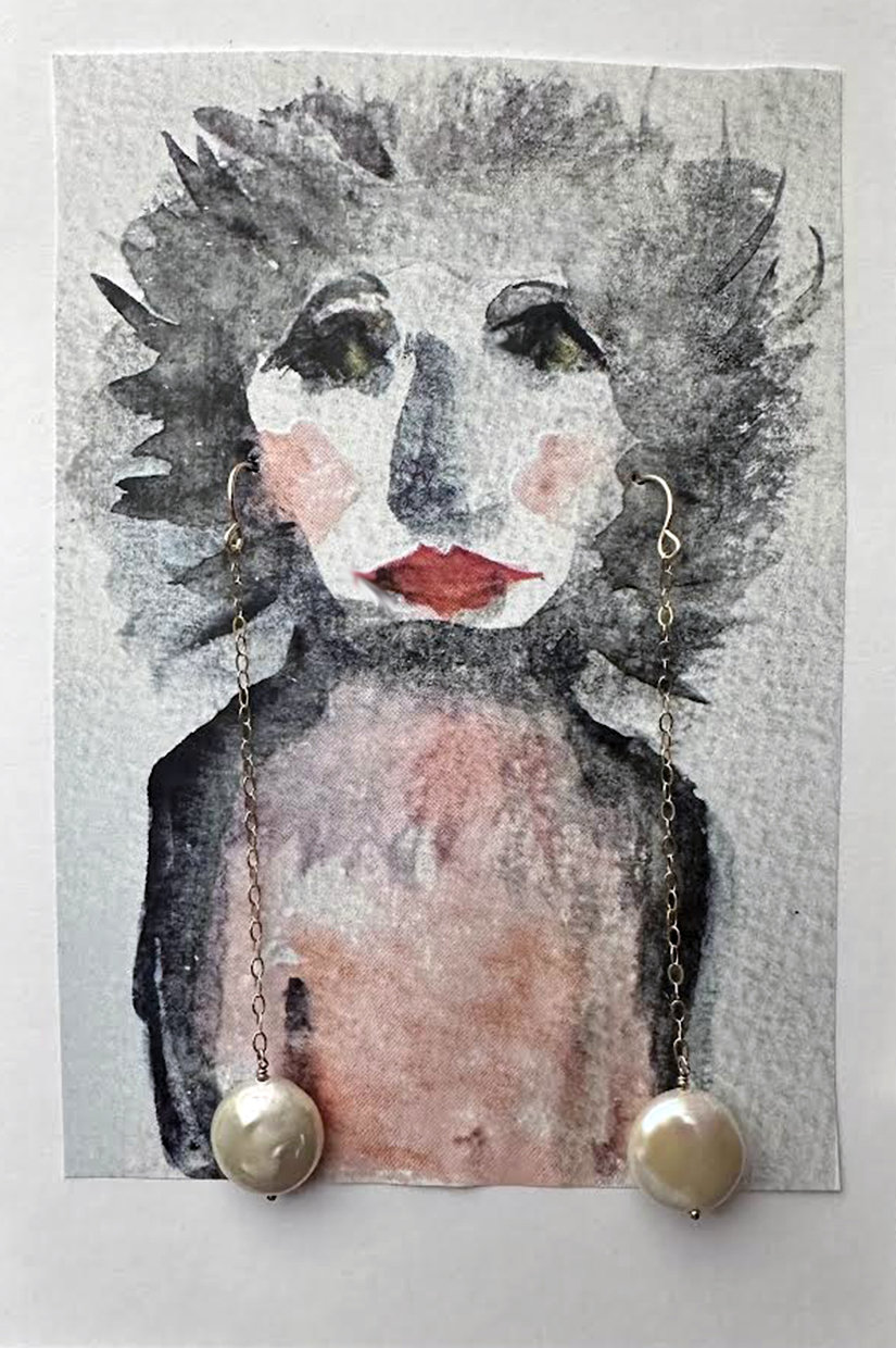 Freshwater Pearl Coin Drop Earrings  + AC Art ♥