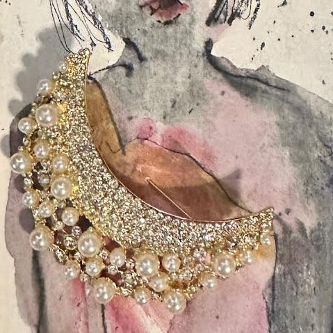Pearl Moon Brooch + AC art