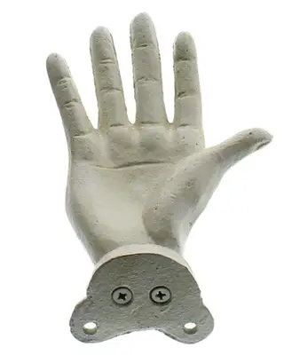 Wall Mounted Cast Iron Open Hand - Right - Antique White