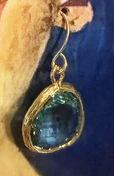Aquamarine Single Dot earrings ♥ AC Art