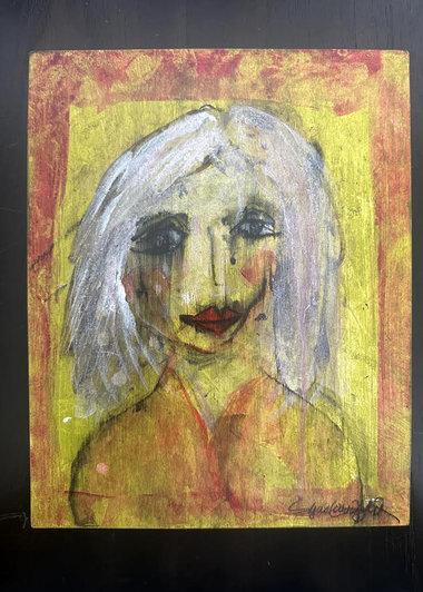 Pearl - original mixed media painting by Angela Cartwright